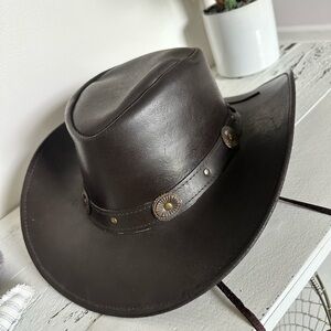 Classic Western Leather Cowboy Hat in Dark Brown